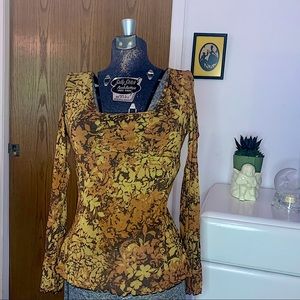 Y2K Floral Mesh Top (Liz Claiborne)